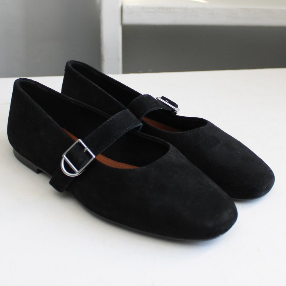 VAGABOND Women's Black Jolin Buckle-Strap Ballet Flats Size 8 - Picture 2 of 8